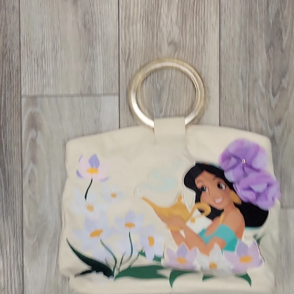 Disney Jasmine Floral Tote Bag - Cream and Purple